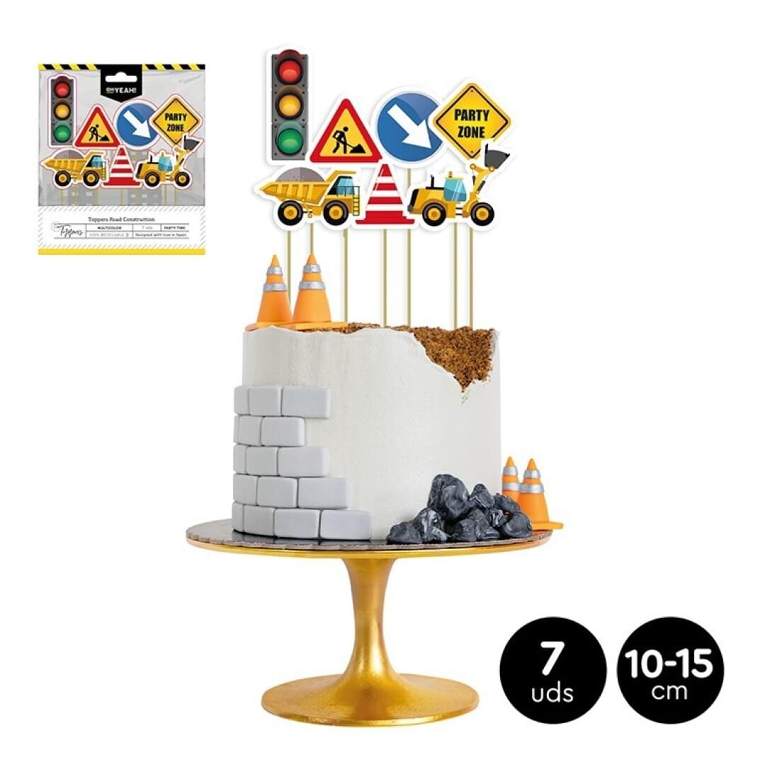 7 TOPPER PARA TARTA CONSTRUCCIÓN